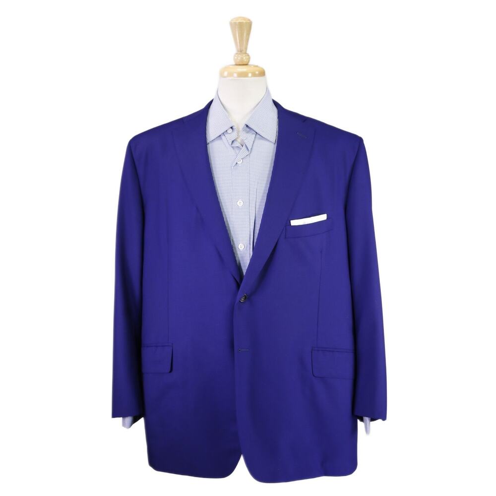 Oxxford Custom Tailored Solid Purple 2-Btn Wool Sportcoat Blazer 48R